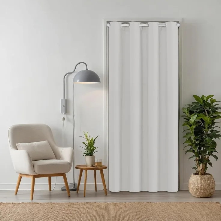 tinycurtains Türvorhang für alle gängigen Türgrößen, Thermovorhang (ohne Stange) Türgardine, Ösen (1 St), abdunkelnd, 100% Polyester, blickdicht weiß Purity 200x150cm Vorhang für Tür, Schrank & Fenster