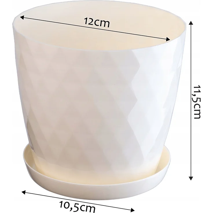 KADAX Blumentopf aus Kunststoff mit Ständer, Blumenabdeckung, 12 cm, Creme – Bild 2