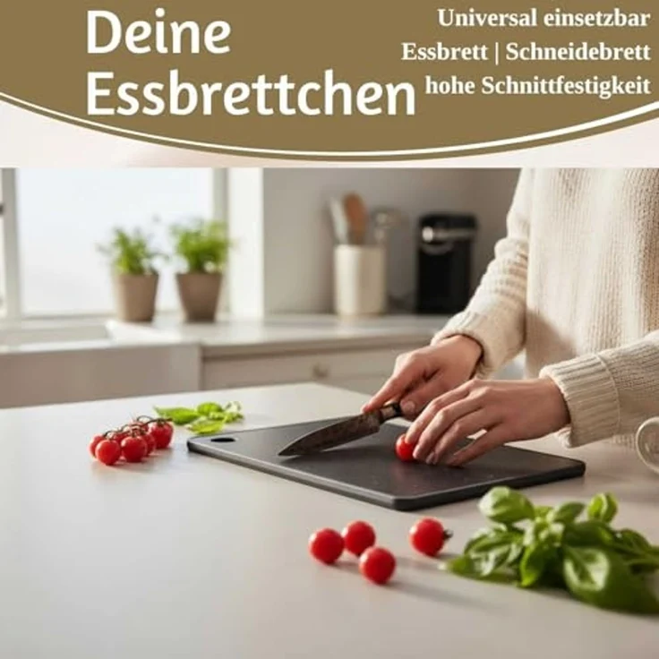 LS-LebenStil Frühstücksbrett 2x Brettchen Essbrettchen Frühstücksbrettchen 23x16cm Granit Optik, Kunststoff, (2-St, Frühstücksbretter Schneidebretter - rundes Loch zum Aufhängen), Kleines Essbrett Brettchen Vesperbrett Spülmaschinenfest – Bild 4