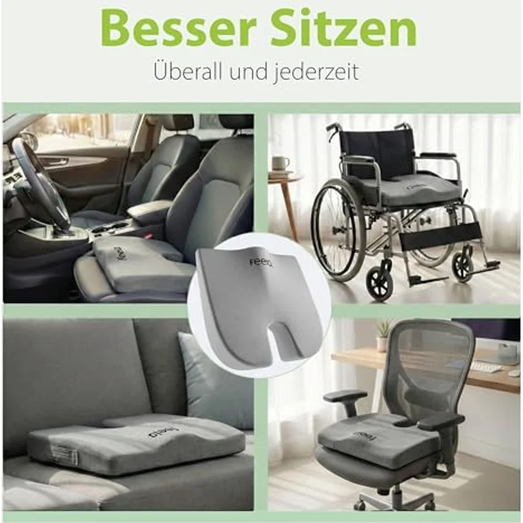 feela.® Orthopädisches Keilkissen, Memory-Foam Sitzkeilkissen mit 3 Härtegraden zur Haltungskorrektur & Rückenentlastung, 42x39x8,5 cm, Hart – Bild 4