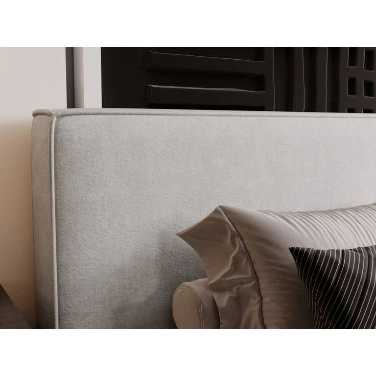 GRAINGOLD Monaco Doppelbett 180x200, Polsterbett mit Bettkasten und Kopfteil, Velour-Stoff, Hellgrau – Bild 5
