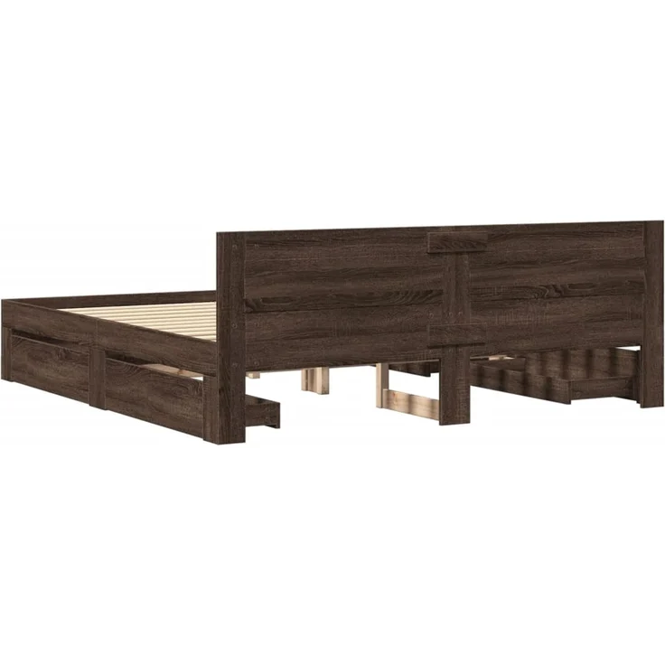 vidaXL Bettgestell mit Kopfteil Braun Eichen-Optik 200x200 cm 3295540 – Bild 6