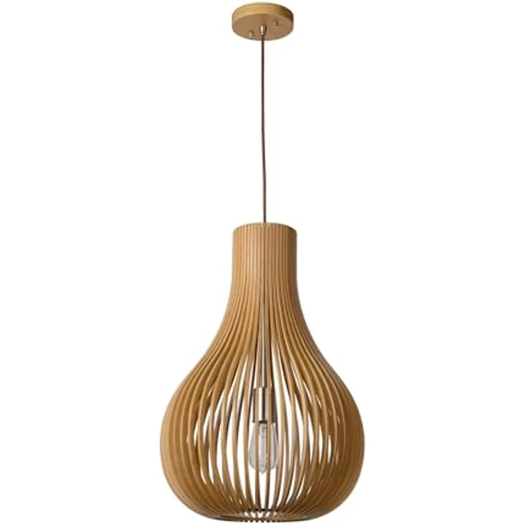 Lucide BODO Pendelleuchte, Ø 38 cm, 1xE27, höhenverstellbar, helles Holz, geeignet für LED-Lichtquellen – Bild 2