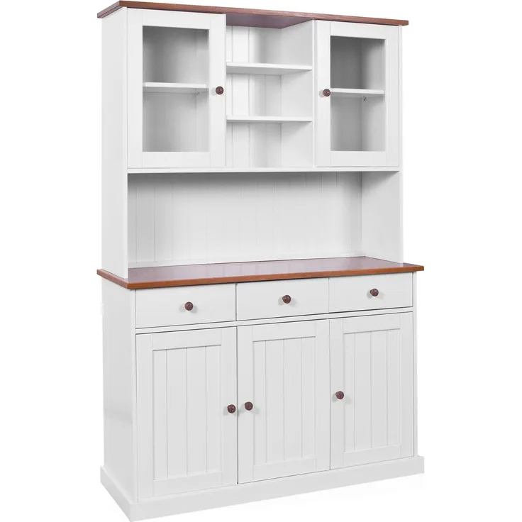 Inter Link Buffet Vitrine Westerland 5-türig im Landhausstil - Massivholz Weiß 131x45x191 cm