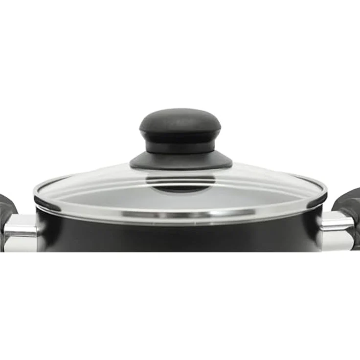 Elo Topf-Set METIS, 4-teilig, Schwarz, mit Glasdeckel, Aluminium, 3 Kochtöpfe und 1 Stielkasserolle – Bild 5