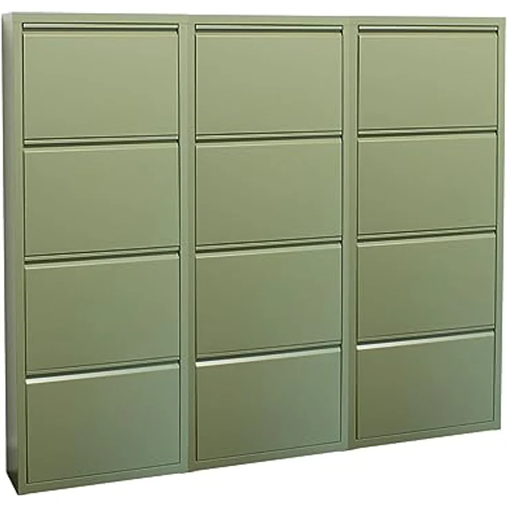 ebuy24 Pisa Schuhkipper, Grün, Metall, 150x140x16 cm, mit 12 Klappen für platzsparende Schuhaufbewahrung – Bild 1