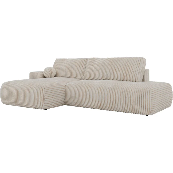 Ecksofa TAREN L mit Schlaffunktion, Bettkasten, DL-Mechanismus, Wellenfederung und freistehendem, Sofa mit Stauraum - Beige Cord - Links – Bild 10