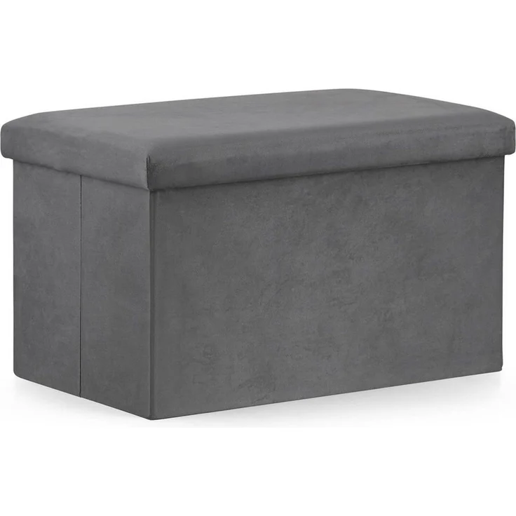 Home Collective Stauraumhocker Klapphocker, 2-in-1-Hocker und Stauraum, 80 kg Sitzlast, Sitzhocker, XL – 60 x 38 x 38 cm, 63 l Stauraum, Aufbewahrungsbox, grauer Samt – Bild 5