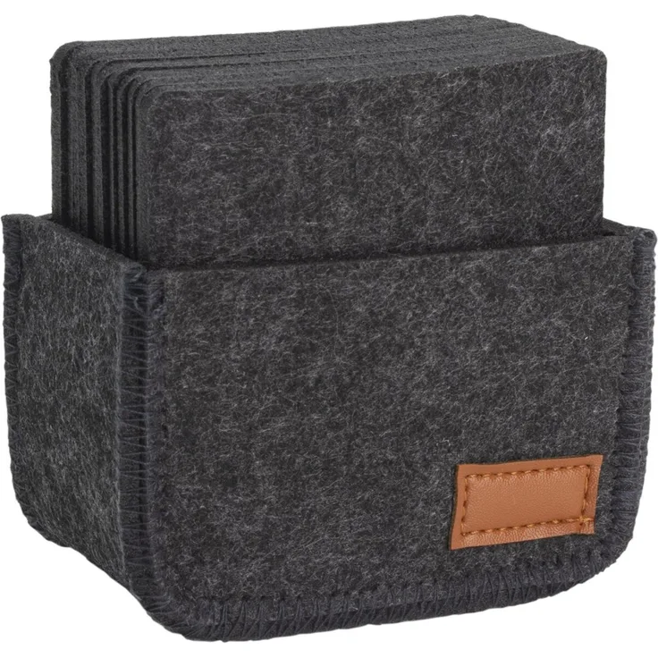 Justinus Glasuntersetzer 'LIFE STYLE', Filz anthrazit, 7 x 4 x 11 cm, 12er Set