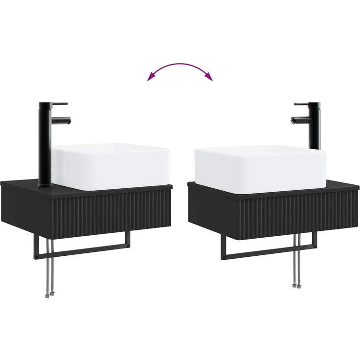 vidaXL Badezimmermöbel-Set 2 stk. Schwarz 33 x 34,5 x 100 cm 3406104 – Bild 8