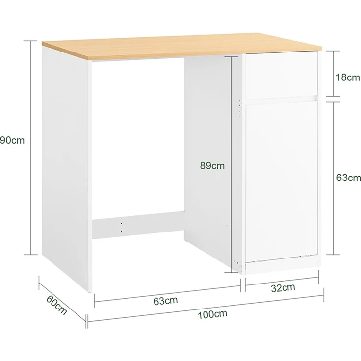SoBuy BZR217-WN Wäscheschrank, Spanplatte, Melamin, Weiß, 100 x 90 x 60 cm – Bild 3