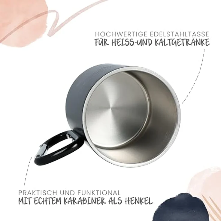 Spruchreif® Tasse Doppelwandige Edelstahltasse mit Karabinerhaken, Anglergeschenk – Bild 4