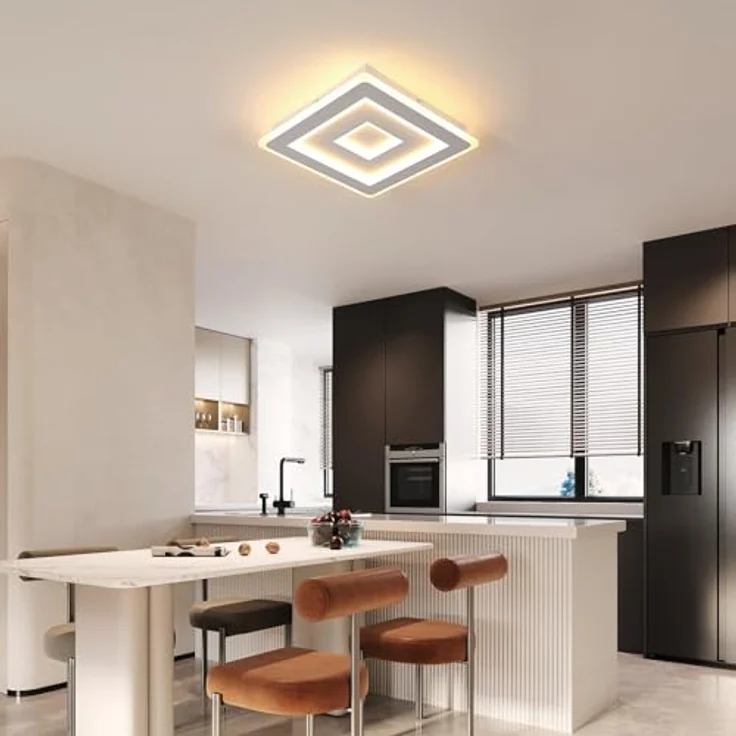 Comely LED Deckenleuchte Quadrat, Moderne Deckenlampe 52W Quadratisch LED Acryl LED Deckenbeleuchtung, LED Lampen Weiß für Schlafzimmer, Wohnzimmer, Flur, Warmes Licht 3000K, 40cm – Bild 8