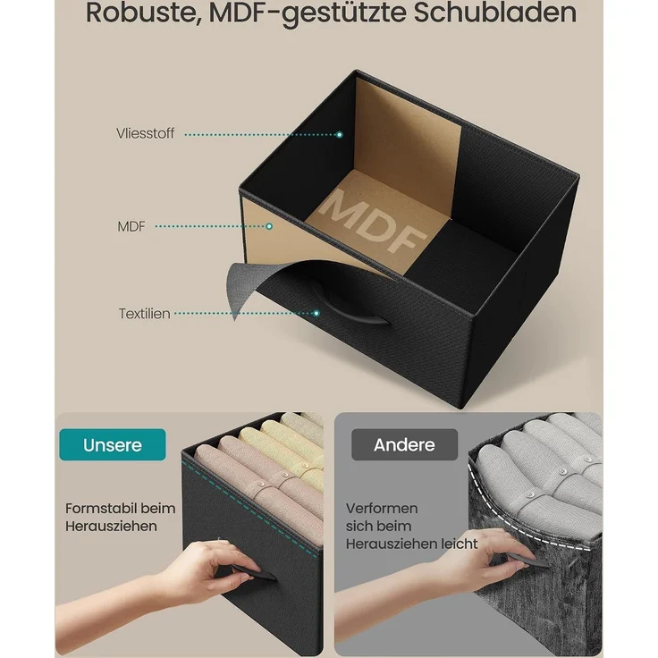 SONGMICS 3-in-1 Garderobenständer mit 5 Schubladen und Kleiderstange, 96,2 x 30 x 117,7 cm, Schwarz – Bild 7