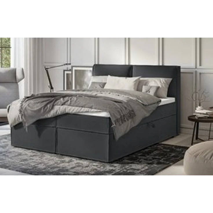S-Style Möbel Boxspringbett Plaza mit Topper und Bettkästen aus Luxusmicrofaser, mit Topper und Bettkasten / zwei Bettkästen (je nach Bettgröße) – Bild 6