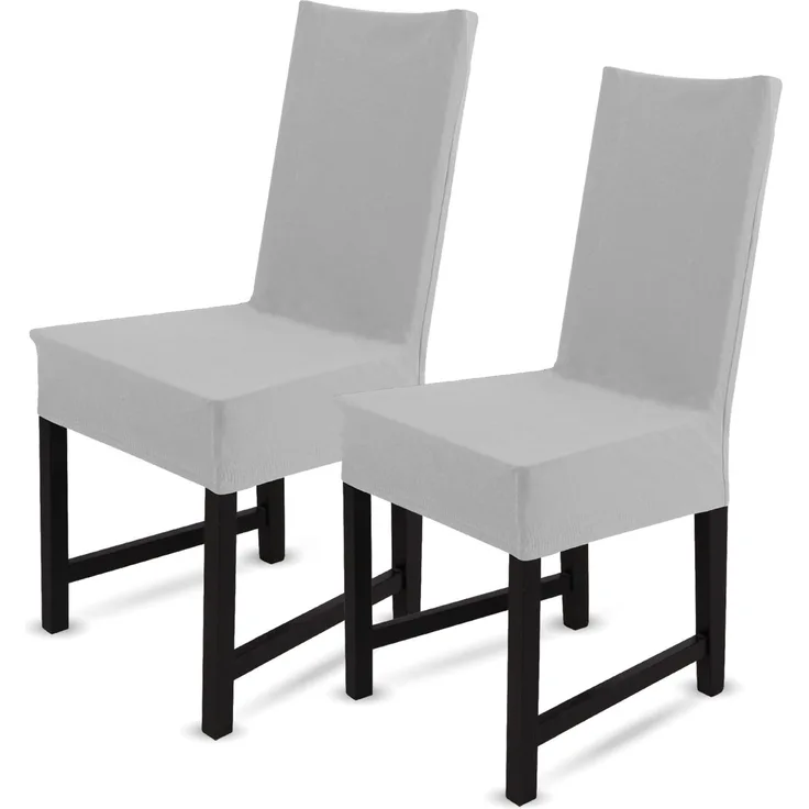 Stuhlhusse kurz - Baumwolle Silber - 2er Pack