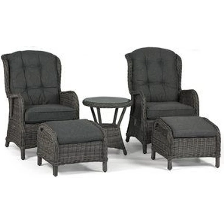 osoltus Sandy Stone Set Alu Korbsessel Ohrensessel Anthrazit verstellbar 5 tlg. – Bild 6