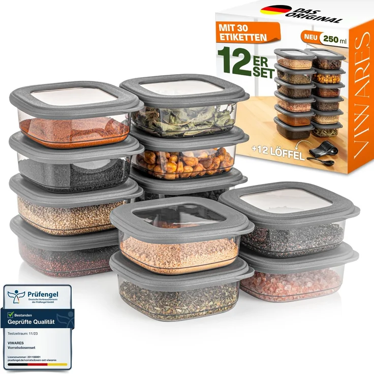 Viwares Vorratsdosen mit Deckel Luftdicht, 12er Vorratsbehälter Set BPA-Frei, Vorratsdose zur Müsli Mehl Aufbewahrung Küche, Praktische Organizer Küche, Frischhaltedosen für Lebensmittelaufbewahrung