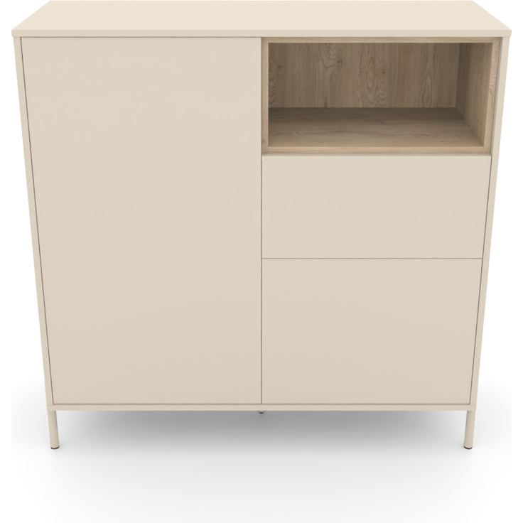 Highboard HYGGE mit 2 Türen, 1 Schublade, 1 offenes Fach, Cashmere Weiß – Bild 2