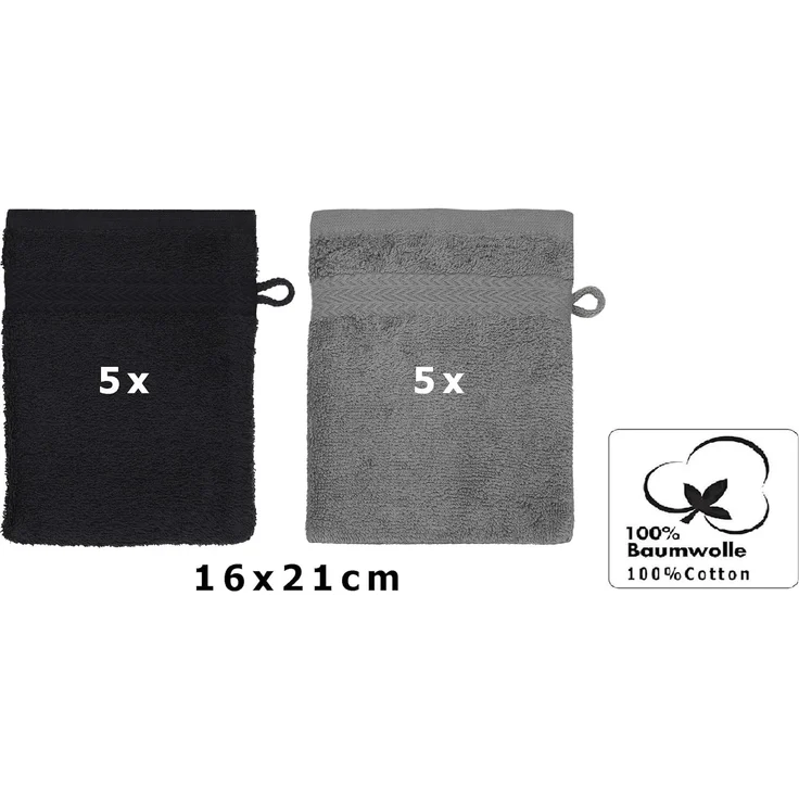 Betz Waschhandschuh 10 Stück Premium 16x21 cm Farbe anthrazit und schwarz, (10-St) – Bild 2