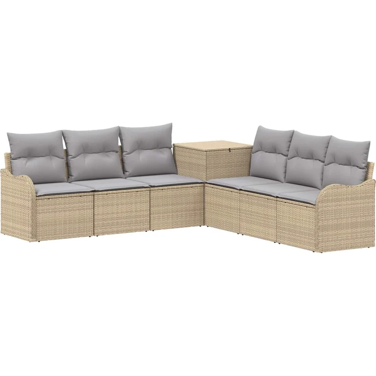 vidaXL Sofa Set 7 stk. Beige und Hellgrau Polyrattan und Stahl 3448689 – Bild 2