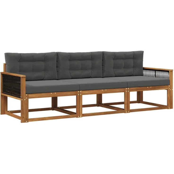 vidaXL Outdoor-Sofagarnitur 3 stk. 3-Sitzer Natur und Anthrazit 3382305 – Bild 2