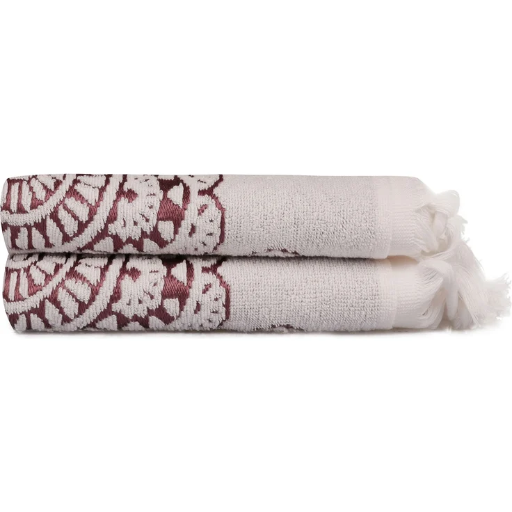 Mijolnir 'Marcello - Claret Red' Handtuchset (2-teilig), Ecru / Weinrot, 50 x 90 cm – Bild 2