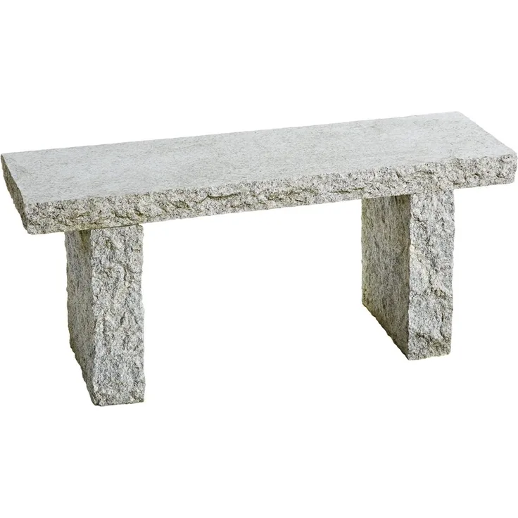 Dehner Gartenbank 2-Sitzer, 100 x 30 x 44 cm, Granit, grau, Sitzfläche und Füße aus massivem Granit