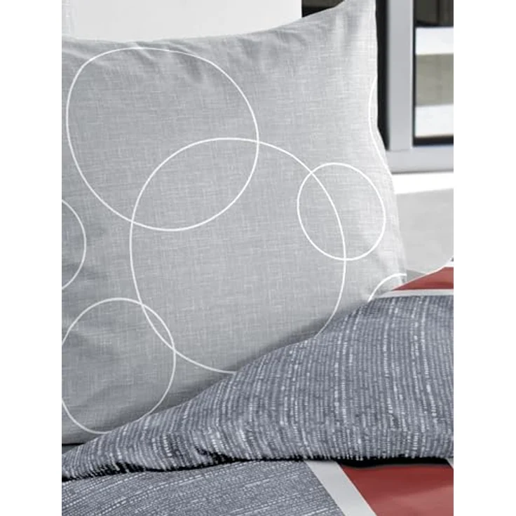 Bierbaum 6230_08 Mako-Satin-Bettwäsche Dessin 155x220 cm + 80x80 cm, grau – Bild 4