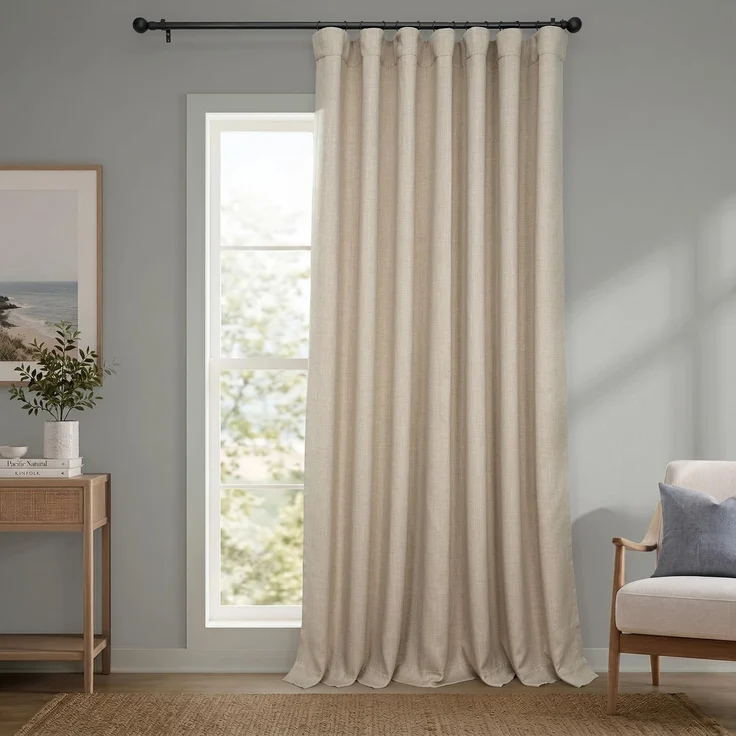 HPD Half Price Drapes Verdunkelungsvorhänge aus Leinenimitat, 305,8 cm lang, extrabreit, Luxus-Leinen-Vorhänge für Schlafzimmer und Wohnzimmer (1 Paneel), 100 B x 120 L, strohgedeckter Hellbraun