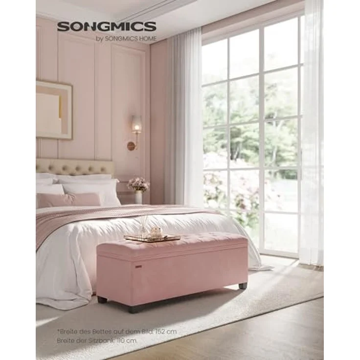SONGMICS Sitzbank Sitzhocker mit Stauraum, Sitzbank mit Beinen, Fußbank – Bild 2