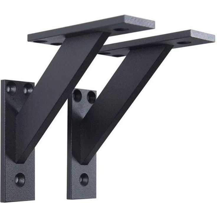 sossai® Wandregalhalter 2er Set FSHR Design Regalträger in Schwarz, 2-tlg. – Bild 1