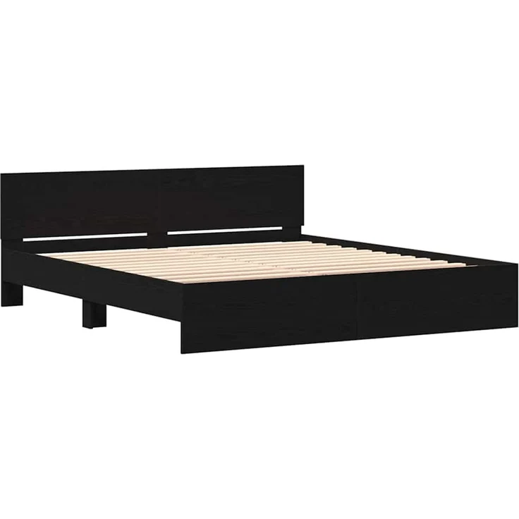 vidaXL Bettgestell mit Kopfteil Schwarz Eichen-Optik 180 x 200 cm 3378501 – Bild 4