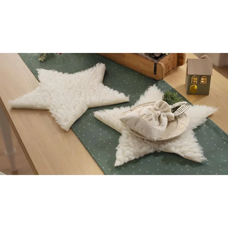 Dekoleidenschaft Fellkissen 2x Dekofell "Stern" creme, Ø 40 cm, Kunstfell, Tischdeko, Sitzauflage, Lammfell-Imitat, moderne Stuhlauflage in Felloptik – Bild 1