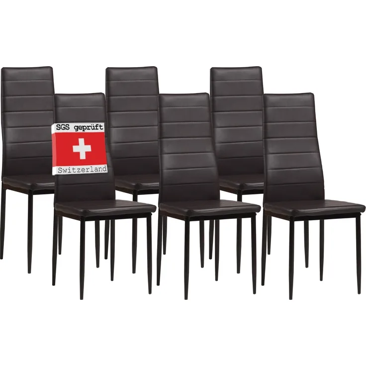 Albatros Esszimmerstühle MILANO 6er Set, Braun - Polsterstuhl mit Kunstleder-Bezug, Modernes Stilvolles Design am Esstisch - Küchenstuhl oder Stuhl Esszimmer mit hohe Belastbarkeit bis 110kg