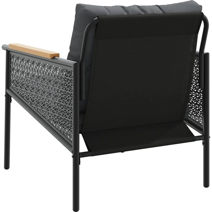 vidaXL Gartenstühle mit Kissen 2 Stk. Schwarz Stahl 4009301 – Bild 5