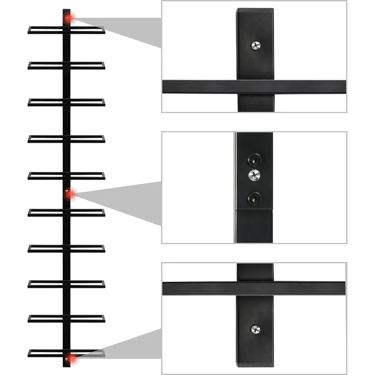 Yaheetech Weinregal Flaschenhalter Flaschenregal Aufbewahrungsregal für die Wand aus Metall 10 Flaschen, Schwarz – Bild 4
