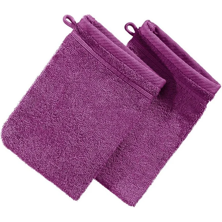 Erwin Müller Waschhandschuh Waschhandschuh "Heidelberg" 2er-Pack, Frottier (2-St), Walk-Frottier Uni, Fuchsia – Bild 1