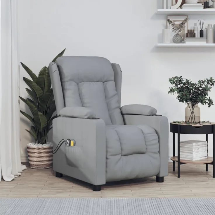 vidaXL Massagesessel Elektrisch Hellgrau Stoff [3098789]