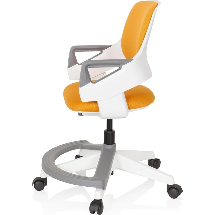 hjh OFFICE 640490 Kinder- und Jugendstuhl Kid Flex Stoff Orange mitwachsender Drehstuhl, Fußablage & Rückenlehne höhenverstellbar – Bild 8