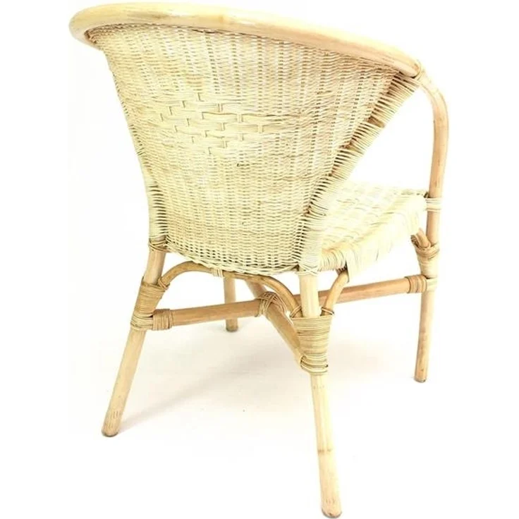 Rattanstuhl "Natur" lackiert, mit Armlehnen, handgefertigt, Korbstuhl, Bistrostuhl, Rattansessel – Bild 4