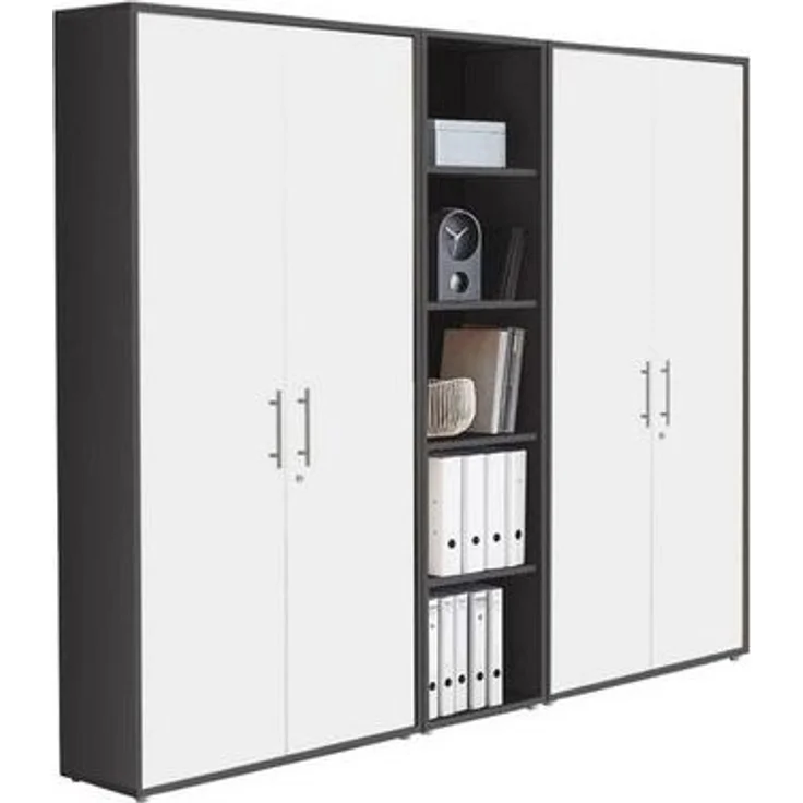 BMG Möbel Aktenschrank Büromöbel Office Edition 10 (Aktenschrank Regal Set, besteht aus 2x Aktenschrank und 1x Regal) mit viel Stauraum, abschließbar – Bild 4