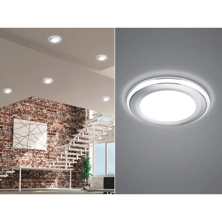 Runder LED Deckeneinbaustrahler AURA Silber Chromfarben Ø 8,2cm