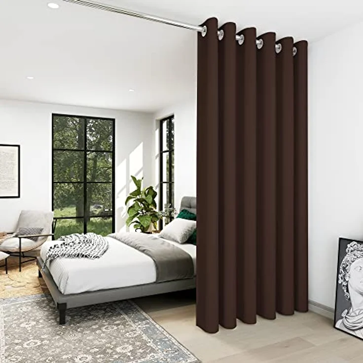 Deconovo Abdunklungsvorhang Blickdichte Vorhänge Thermogardine Dunkelbraun | 1 Stück, H290 x B200 cm, Ösenschal, Abdunkelnd, Kälteschutz und Hitzeschutz, Vorhang für Schlafzimmer, Sichtschutz, UV-Schutz – Bild 4