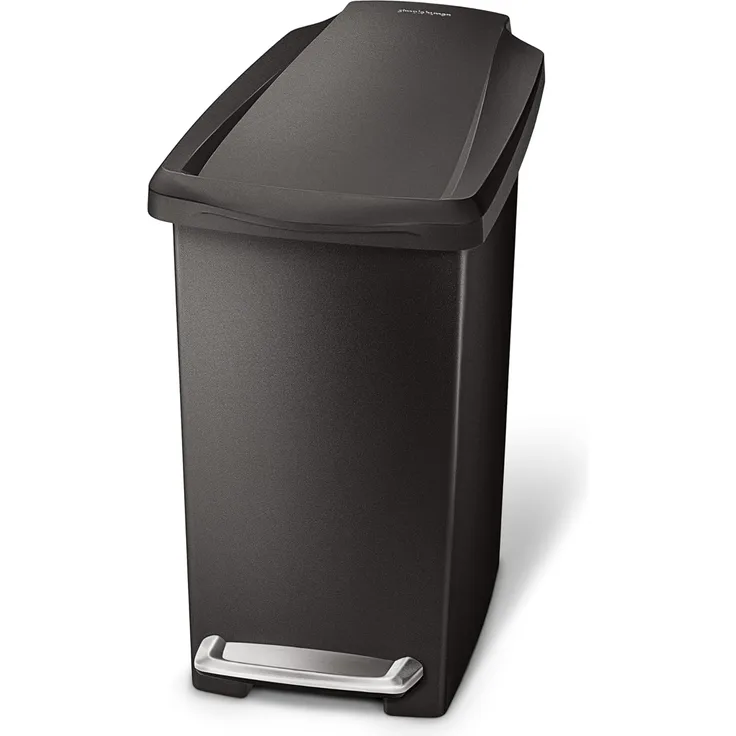Simplehuman 10L schlanker Treteimer, schwarzer Kunststoff