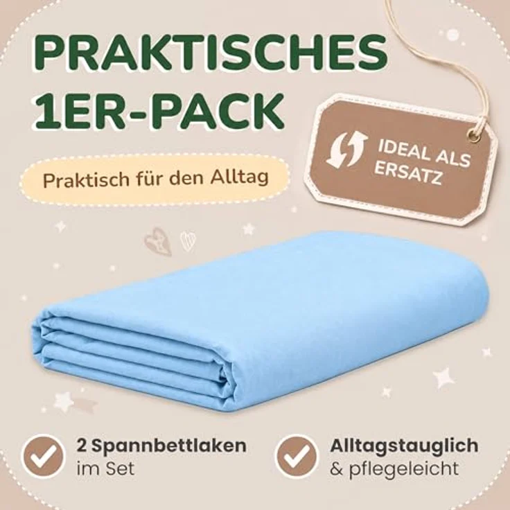 leevitex® Spannbettlaken Spannbettlaken Kinder Spannbettlaken Premium 170 g/m², Gummizug: Rundumgummizug, (1 Stück), schwer & blickdicht, 100% Baumwolle, 70 x 140 cm – Bild 7