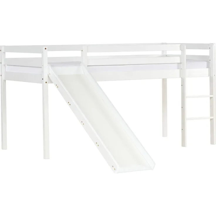Hochbett mit Lattenrost Spielbett Kinderbett Leiter Rutsche Kiefer 90x200 massiv Jugendbett