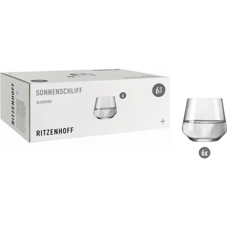 Ritzenhoff Sonnenschliff ALLROUNDGLAS-SET H24 RDT 2024 / Wassergläser 6er Set / Whiskygläser