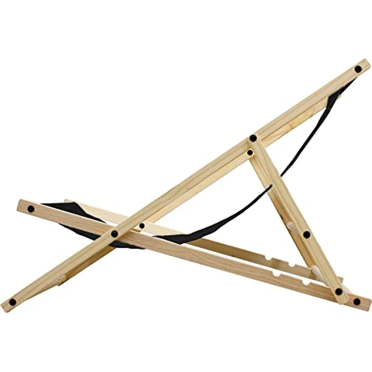 ECD Germany Klappbarer Liegestuhl aus Holz, Schwarz, für bis zu 120 kg, mit drei Liegehöhen – Bild 4