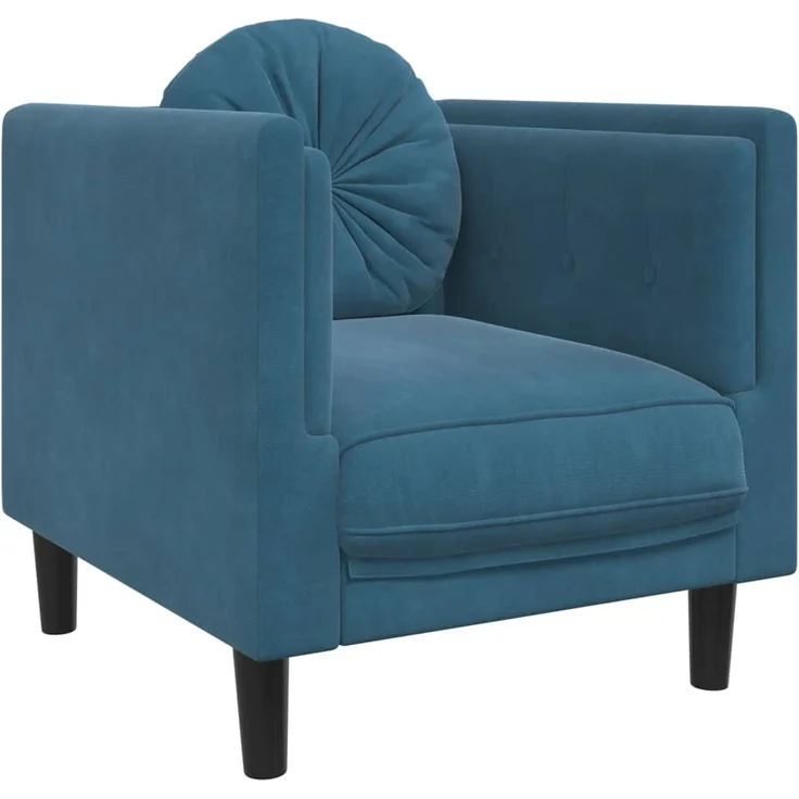 vidaXL Sessel mit Kissen Blau Samt 372630 – Bild 1